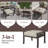 Set Of 2 All-Weather 26 Inches Width Metal Ottomans, Khaki Frame With Beige Cushions