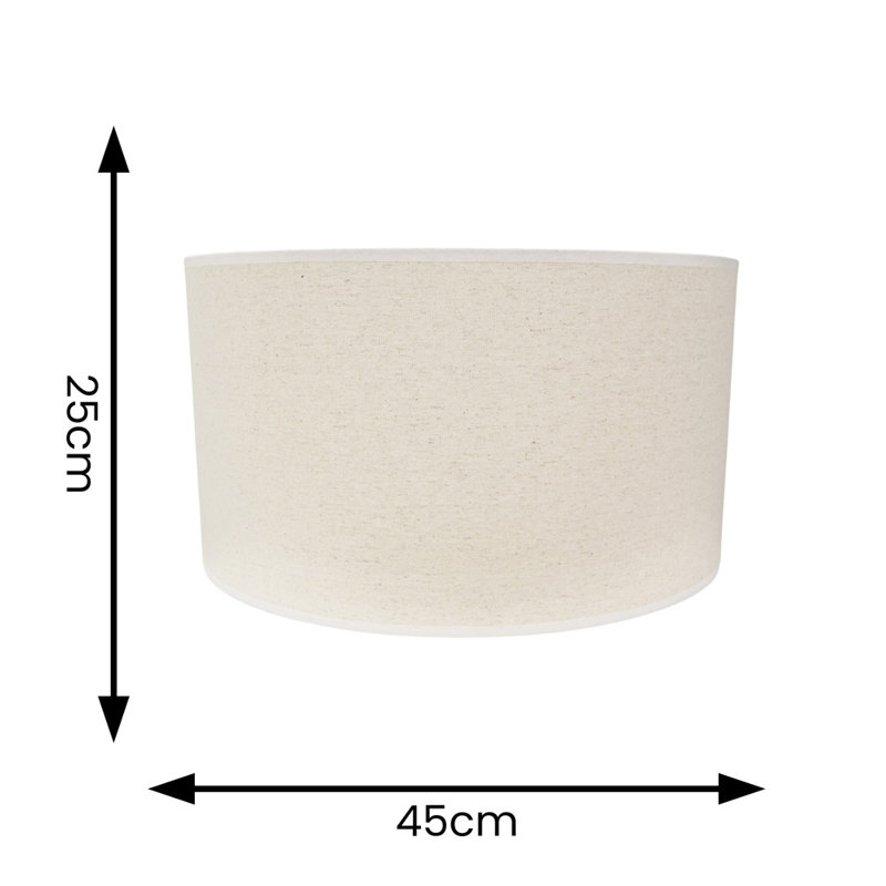 25cm H Linen Blend Drum Lamp Shade ( Slip-On ), Natural/Black