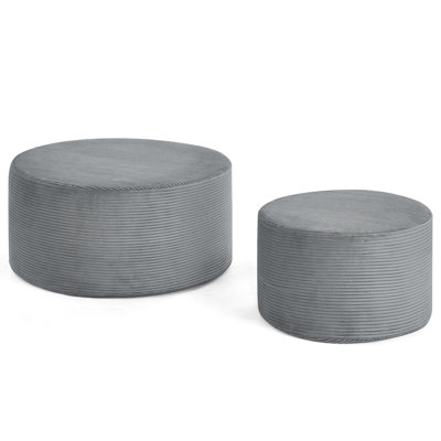 Ensemble de 2 poufs cylindriques rembourrés, repose-pieds décoratifs ronds pour salon, chambre ou salon