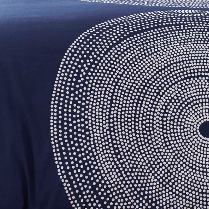 Ensemble d'édredon en coton Marimekko Fokus, Édredon double/grand et 2 taies décoratives, Bleu marine/blanc