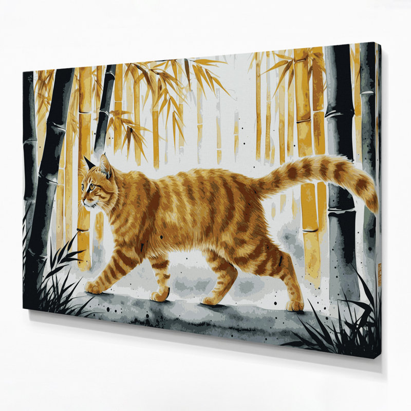 «Big Cats Asian Golden Cat», art mural sur toile beige, H 16 po x l 20 po