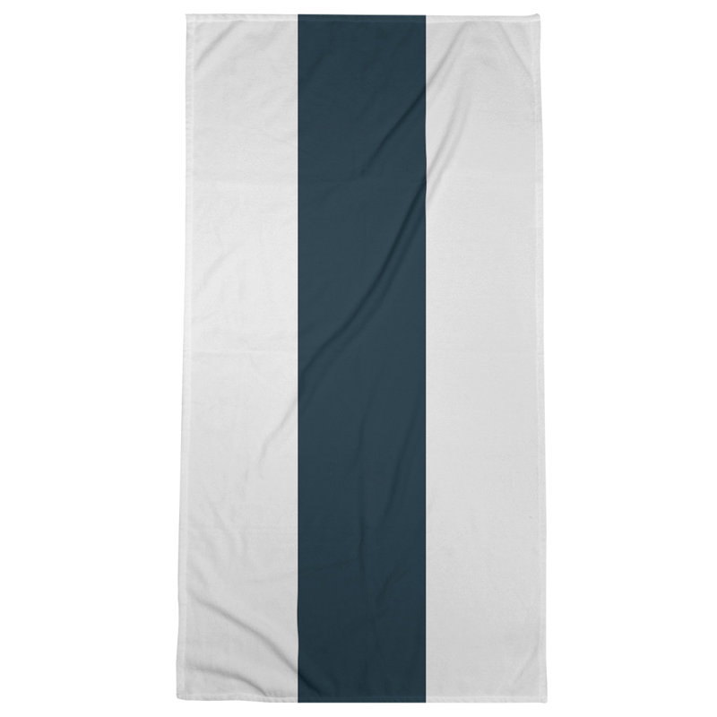 Cotton Blend Beach Towel, White/Dark Blue