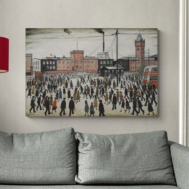 Going To Work by L.S. Lowry - Wrapped Canvas Painting, 84cm H x 120cm W 
