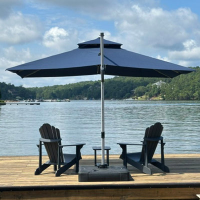 Parasol rectangulaire extérieur robuste double 9 pi x 12 pi, tissu haut de gamme, avec base