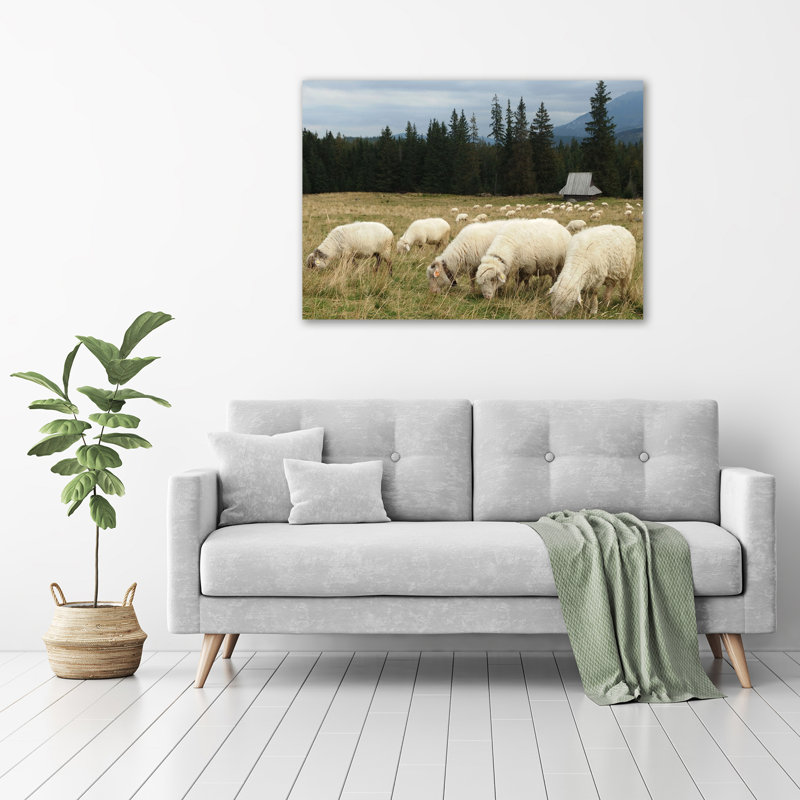 Sheep Grazing - Unframed Art Prints on Glass