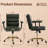 Green Faux Leather Executive Office Chair, Gold Metal Base, Adjustable Height Swivel Desk Chair with Padded Armrests & Wheels, 330 LBS Capacity-99451809