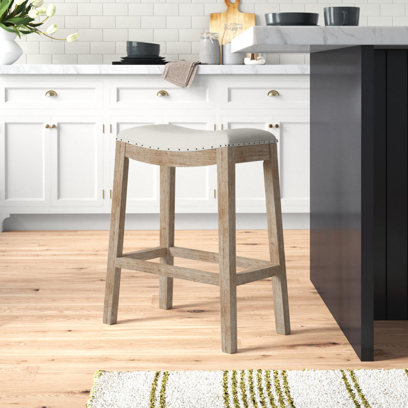 Tabouret de bar et de comptoir Bernhardine, Délavé à la pierre, Tabouret de comptoir (siège d'une hauteur de 27 p