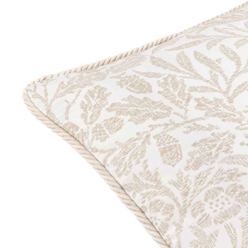 Acorn Tonal Down Blend Floral Square Throw Cushion, White