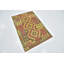 Tapis de zone en laine rouge/beige 3 pi 3 po x 5 pi one-of-kind à la main noué la Lorain