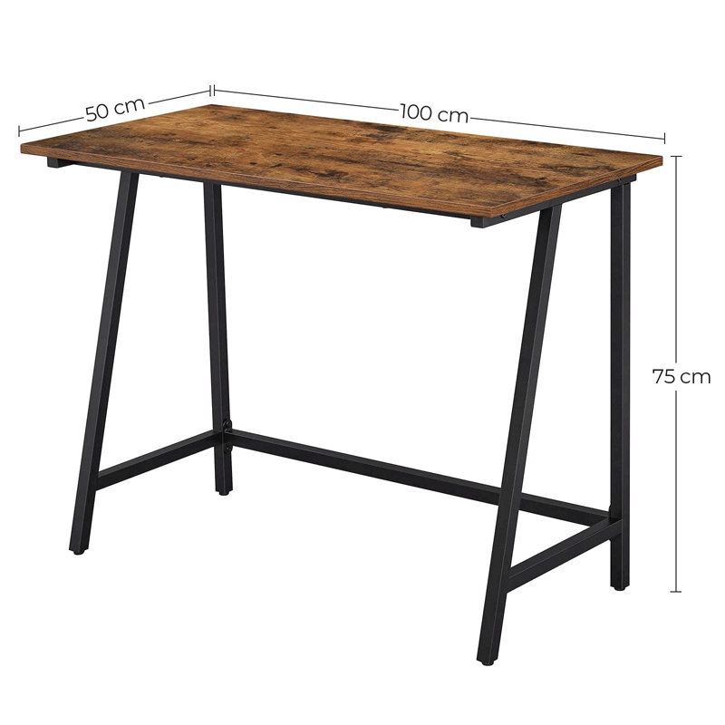 Mariners Metal Base Writing Desk, Rustic Brown