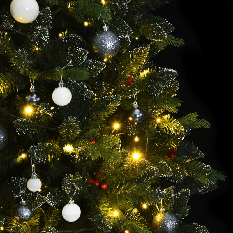 Arbre de Noël artificiel pin blanc avec aiguilles réalistes, H 4,9 pi