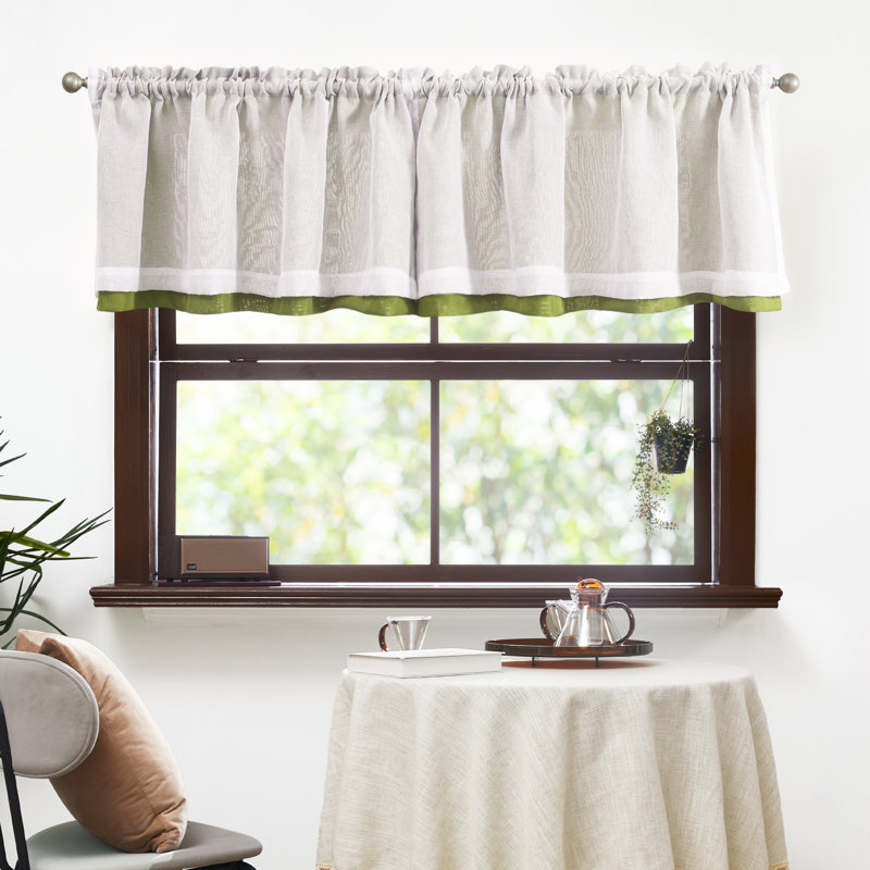 Rod Pocket Double layer Window Valance, Green, 52" W x 19" L