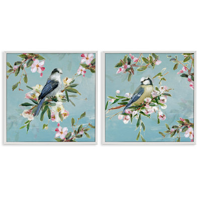 Ensemble de 2 giclées Songbirds parmi Spring Blossoms, conception de Sally Swatland