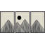 Art mural Mid-Century moderne bohème minimaliste abstrait montagne soleil encadré sur toile, 3 pièces-1273325219-1220743036