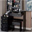 37" Middle Size Left Bedside Cabinet Vanity Table + Cushioned Stool, Extra Large Right sliding mirror, Multi Layer High Capacity Storage, Practical Fashionable Dresser, Suitable For Large Space-443787656