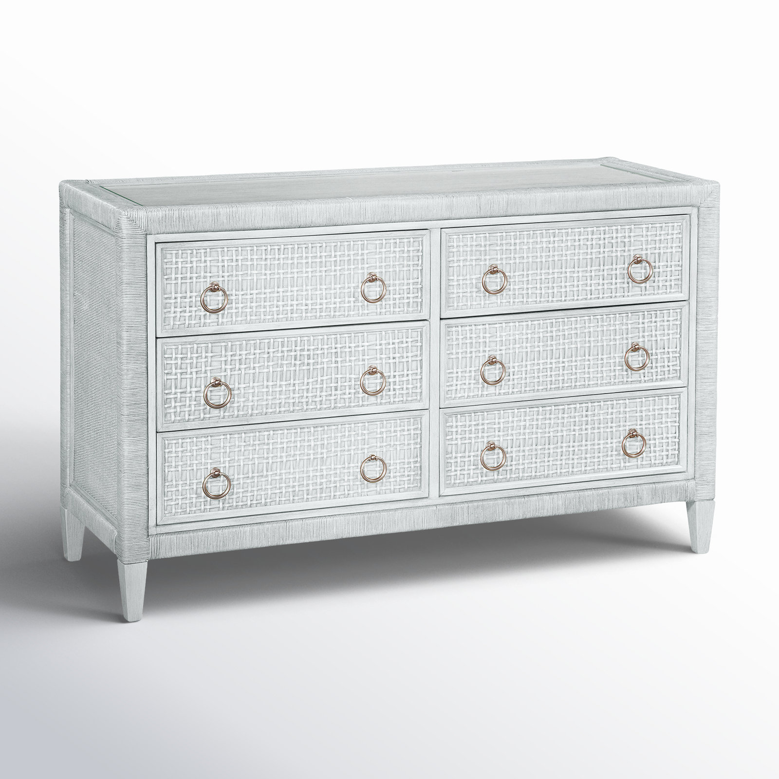 Monterey 54" Double Dresser, Frost White, No, Satin Nickel