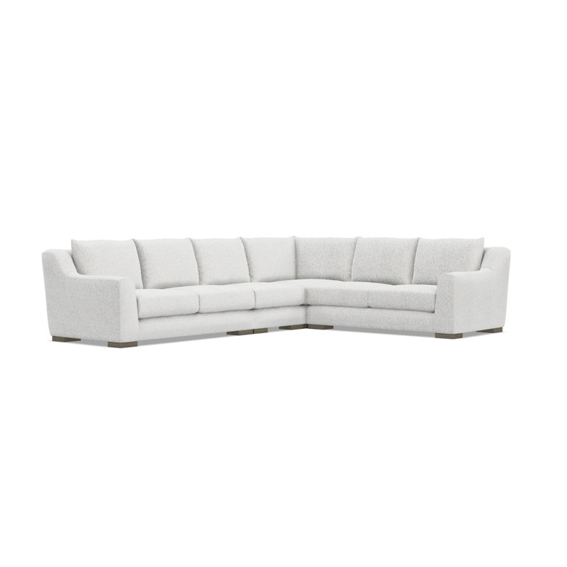 Gabi 5-Piece Fabric Sectional, 35" H x  140" W x 110" D, White Polyester, Right Hand Facing
