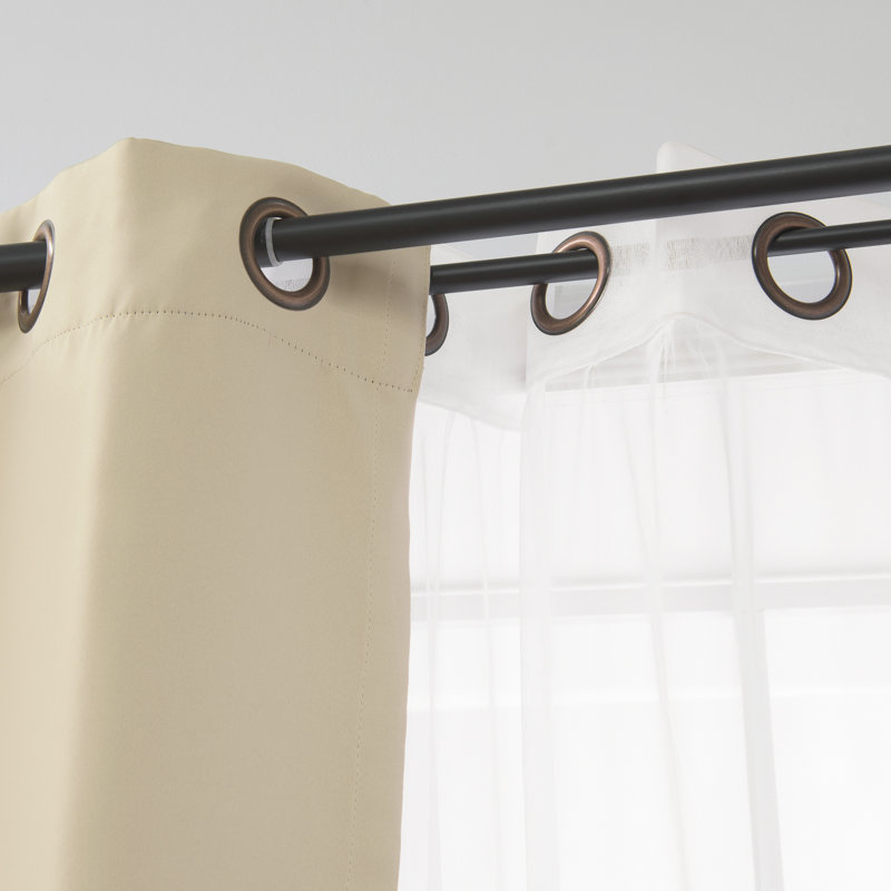 Granados Thermal Room Darkening Sheer and Solid Curtain, Beige, 80" W x 96" L