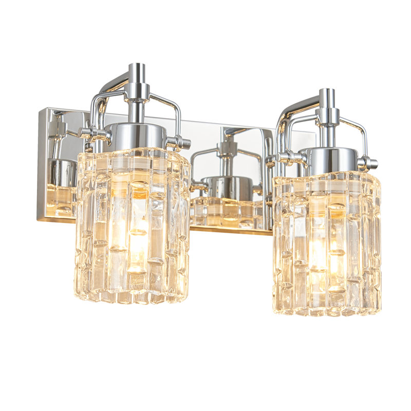  Luminaire de meuble-lavabo moderne avec abat-jour en cristal, Chrome, Deux lumières