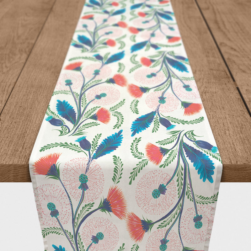 Cainan Rectangle Floral Polyester Table Runner, 90" x 16"
