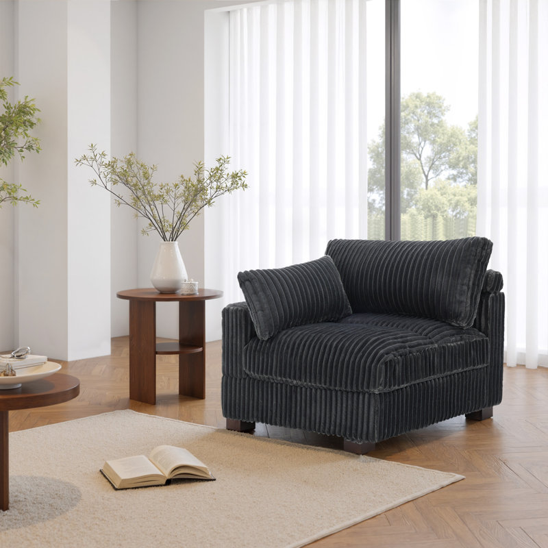 Fauteuil rembourré en flanelle de fourrure de lapin avec dossier rembourré et rembourré gris, Gris
