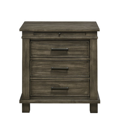 Remy 3-Drawer Nightstand with USB Charger and Pull-Out Beverage Tray by Birch Lane
