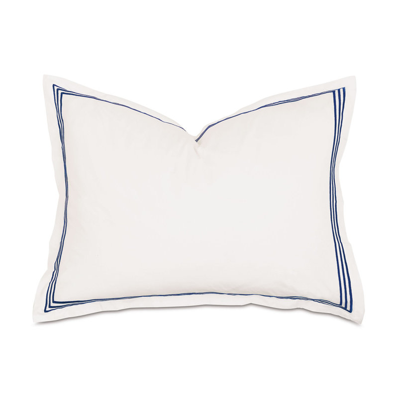 Tessa Cotton Sham Set, Ivory/Navy, Standard, Multi-stripe