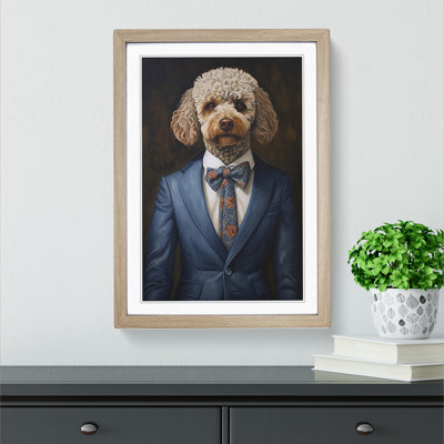 Poodle In A Suit Painting No.3 - Single Picture Frame Print on Wood