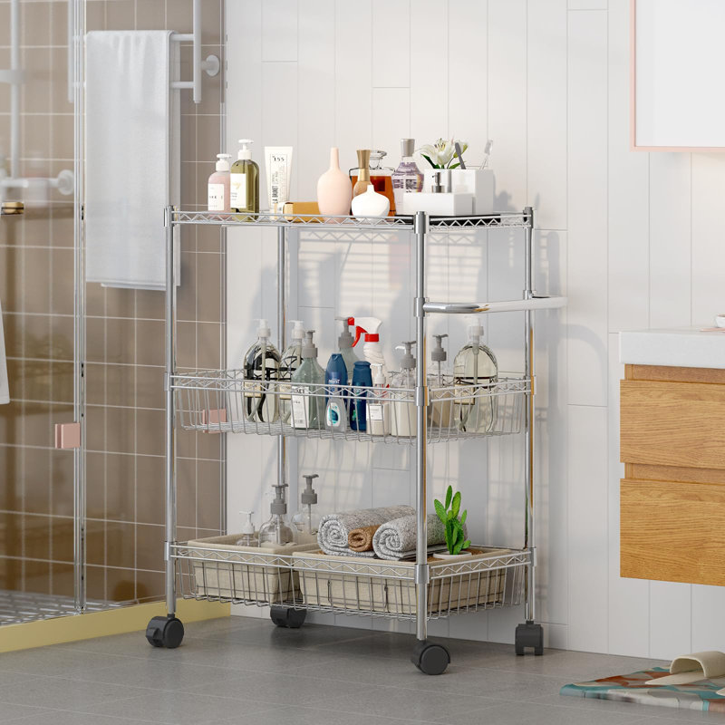 59.9cm W Metal Storage Rack, Silver