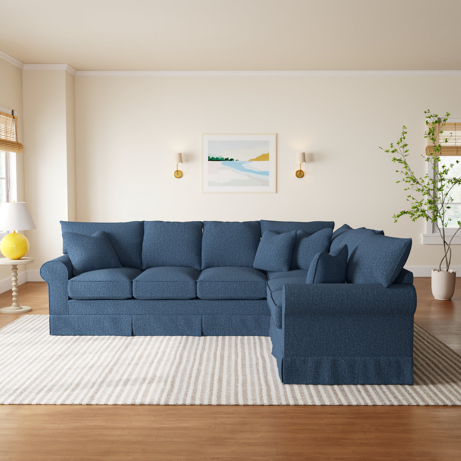 Friedman Cotton Corner Sectional, Classic Indigo Denim, Right Hand Facing