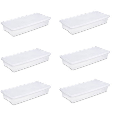Sterilite Storage Box, Stackable Bin with Lid, Plastic Container to Organize Shoes and Crafts on Closet Shelves