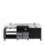 Meuble-lavabo double noir et gris 84 po X P 22 po D, ensemble de dessus en marbre gris et robinet chromé-1112447047