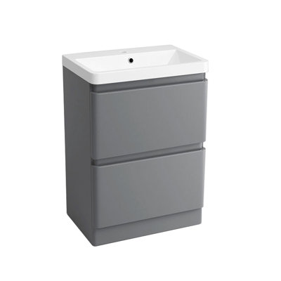 Avarca 600mm Free-standing Single Bathroom Vanity Unit Basin Storage 2 Drawer Cabinet