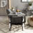 Grey And Silver End Table With Polished Metal Geometric Base