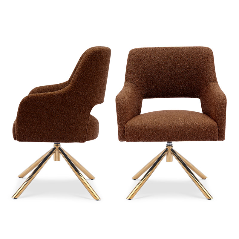 Upholstered Swivel Armchair, Rust Orange Polyester Blend