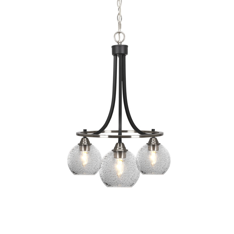 Lustre 3 lumières avec verre 5,75 "Ampere Paramount, Clair, Nickel brossé