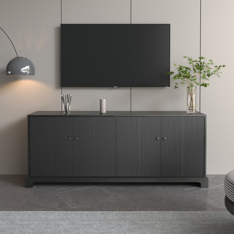 Meuble télé 70,47 po avec espace de rangement multi-grille pour téléviseurs de 75 po ou moins