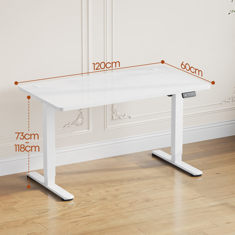 Mallus 120CM x 60CM Electric Height Adjustable Standing Desk, White/White, 120cm. W x 60cm. D