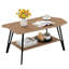 Table basse de 39,4 po avec tablettes de rangement à 2 niveaux et pieds en fer massif pour le salon, la chambre à coucher et le bureau