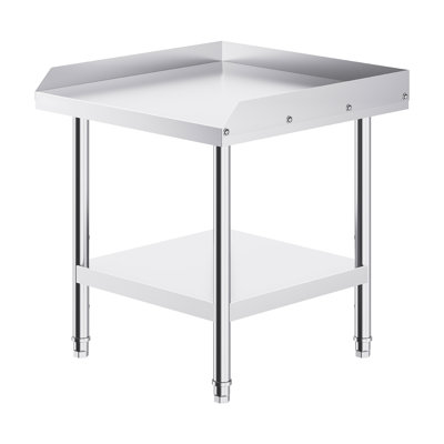 Table de travail en métal de 24 po x 26 po en acier inoxydable, dosseret à 3 côtés, hauteur réglable pour le restaurant et la maison 24 po x 24 po x 26 po.