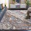 Tapis taupe / bleu en polypropylène tissé à la machine Rectangle Breckon-1110643766