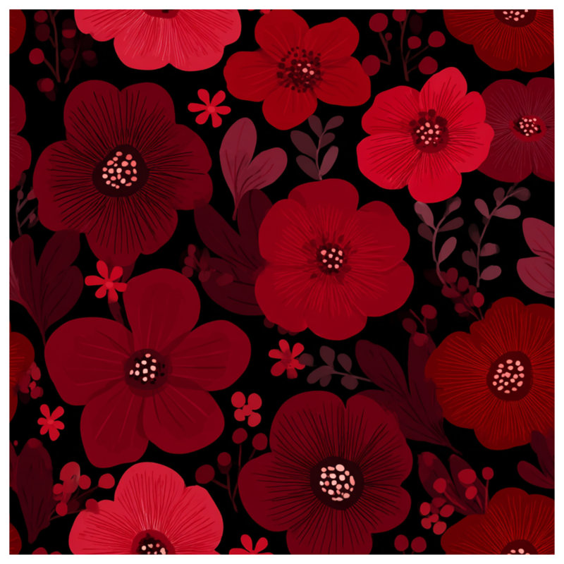 Édredon à motif floral Boho Boho, Édredon grand, Floral noir / rouge