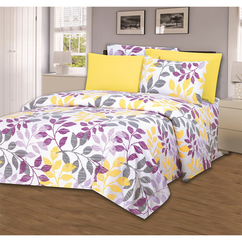 Ensemble de draps en microfibre Floral, Ensemble de draps pour lit double + un drap-housse