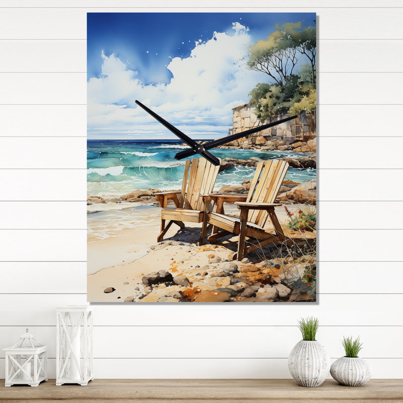 Beach Sandy Serenade III - Horloge murale nautique et de plage, Médium