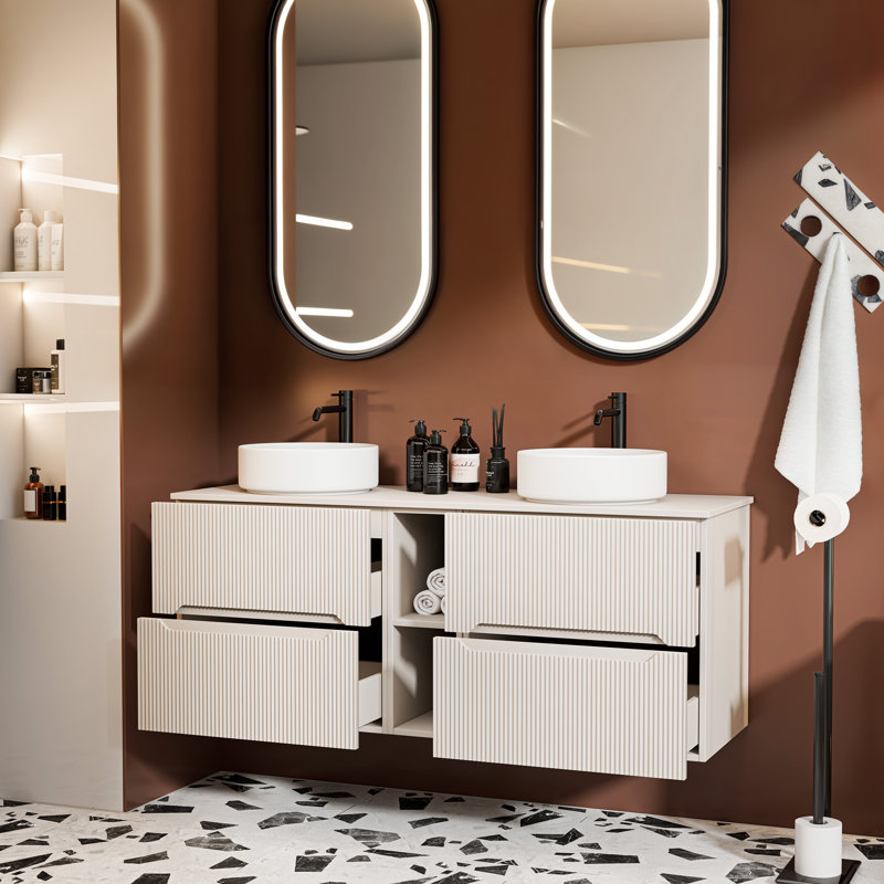 140.4 mm Wall Mounted Bathroom Vanity, Cashmere