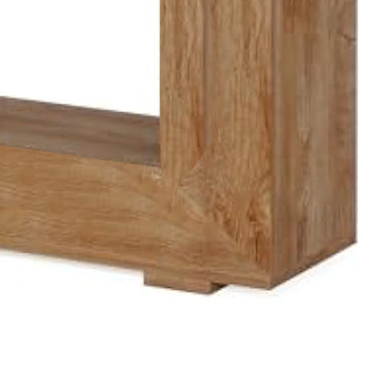 Evan Console Table, 47 Inch Rectangular Top, Rustic, Open Shelf, Brown