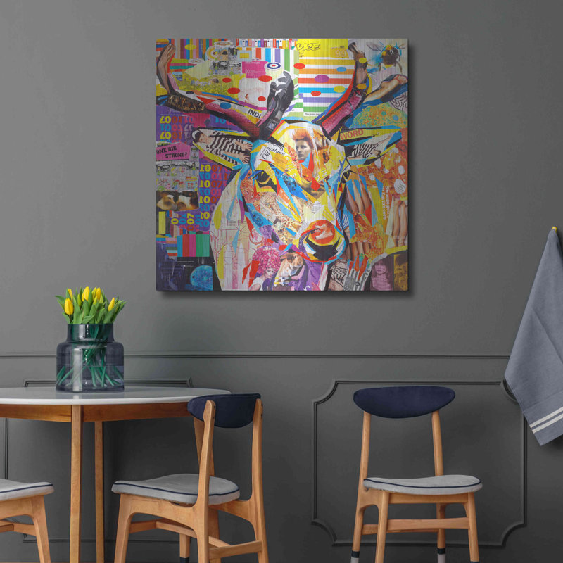 " Funky Deer " by Grey, 36" H x 36" W