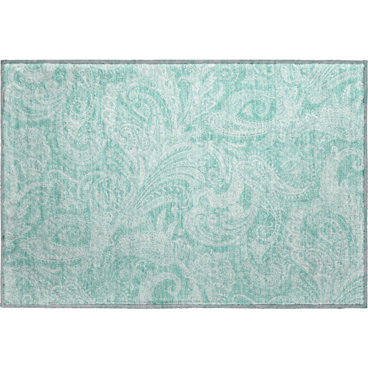 Premium Machine Washable Apodaca Teal Rug