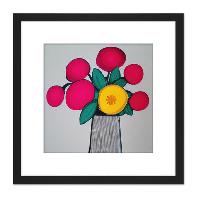 Modern Abstract Ruby Flowers Vase Boho - Single Picture Frame Print
