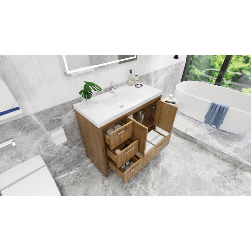 Meuble-lavabo simple 42 po Alsadig, Chêne naturel